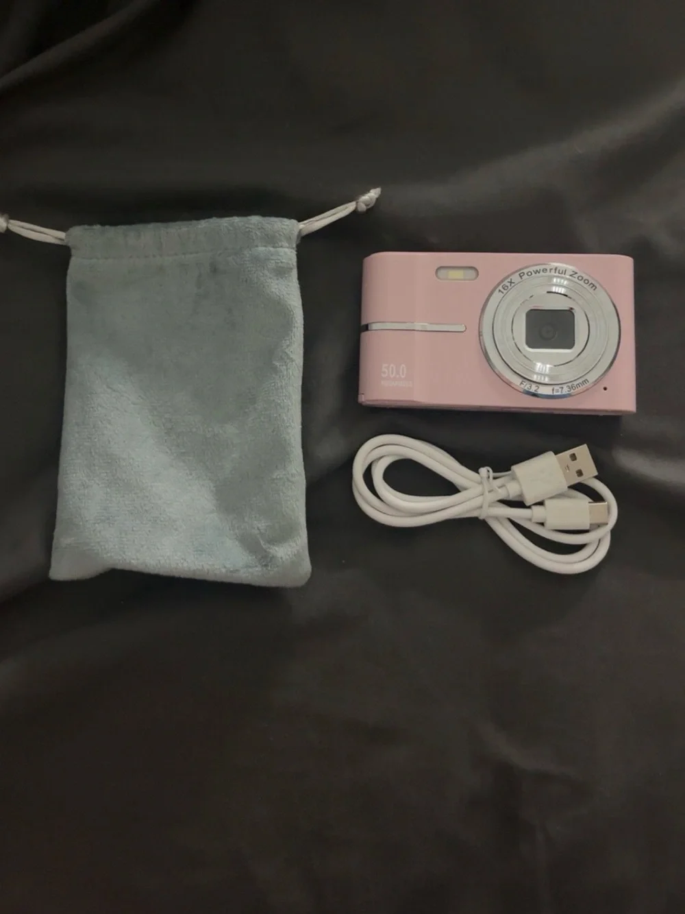 Compact Digital Camera in Light Pink with USB Cord